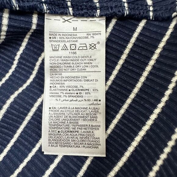 Old Navy Women's Size M Ribbed High Neck Dress Sleeveless Blue and White Stripes - Picture 7 of 11